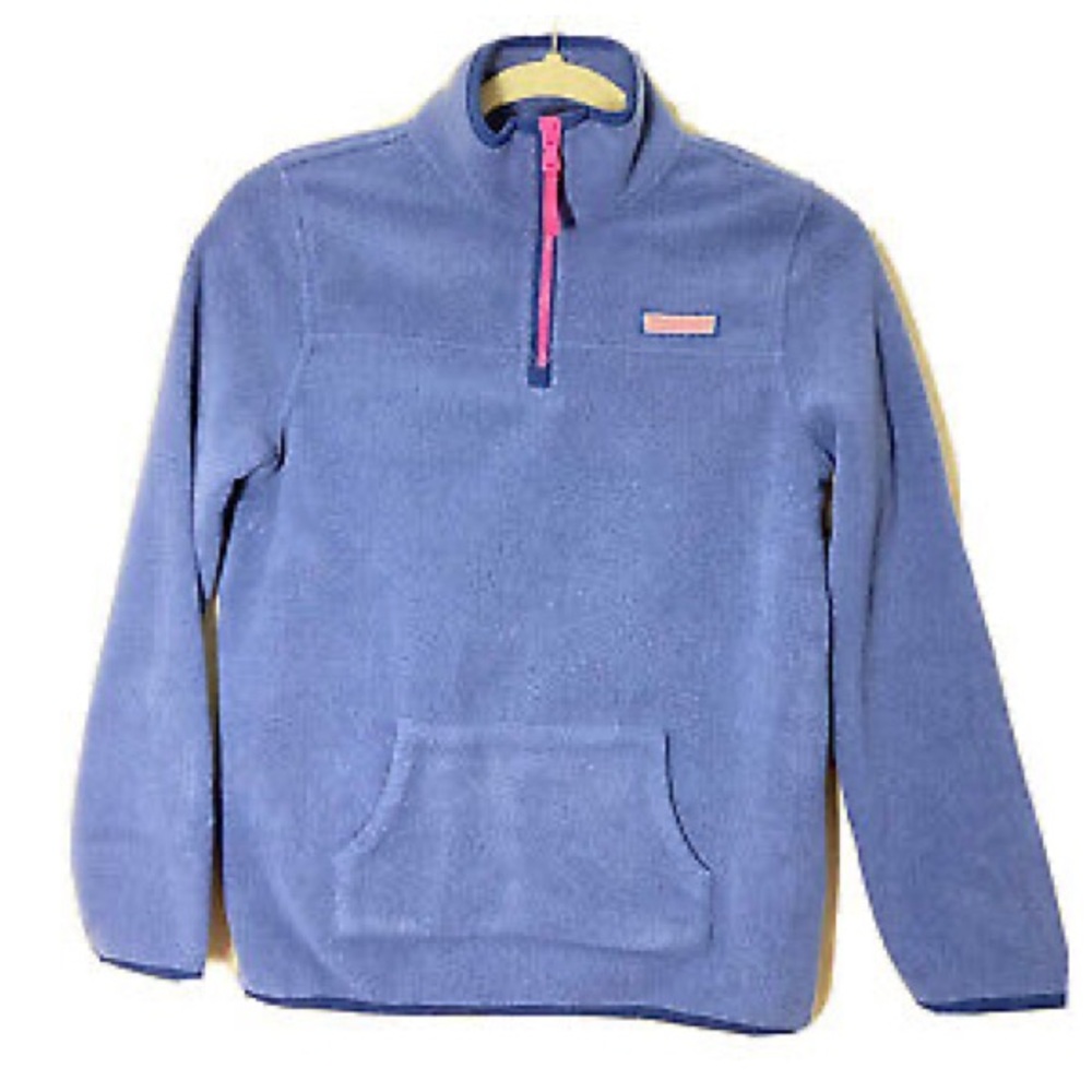 Vineyard Vines Performance Harbor Fleece Sherpa Quarter Zip in Purple Blue